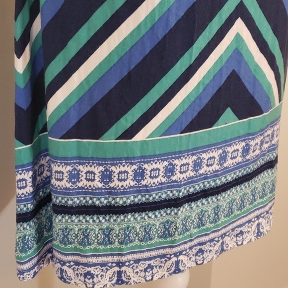 Luxology Halter Sundress Small NWT Teal/Navy/Wht - Picture 3 of 8